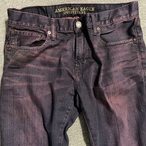 AMERICAN EAGLE Men's Slim Straight Jeans Dark Wash with Red Rinse 32/32